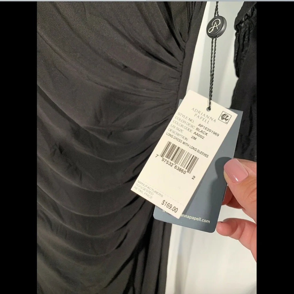 NWT Adrianna Papell Illusion Jersey‎ Gown black